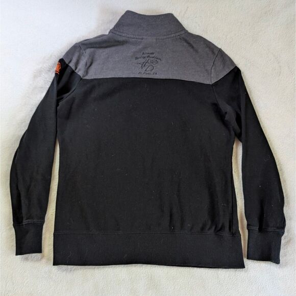 Harley Davidson Quarter Zip Sweatshirt Women's Medium/Large Black Gray Logo - Picture 4 of 9